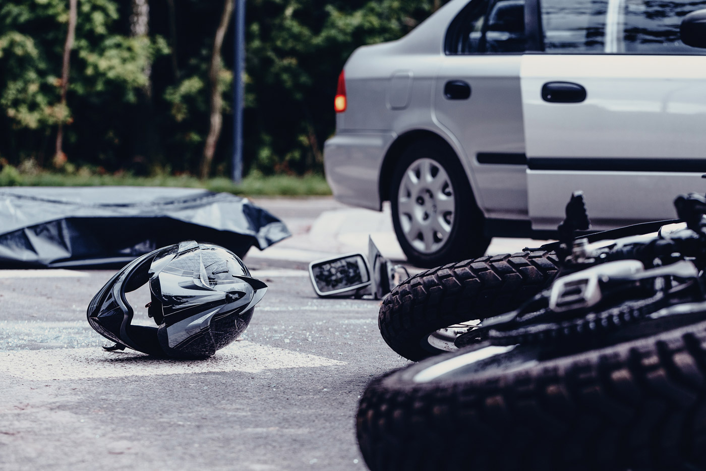 Motorcycle and car collision accident