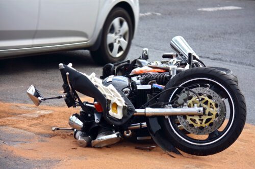 motorcycle laying on road after an accident in perrysburg ohio