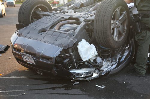 Close up of car that has been in an accident.