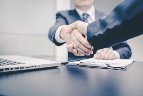 handshake between attorney and client.