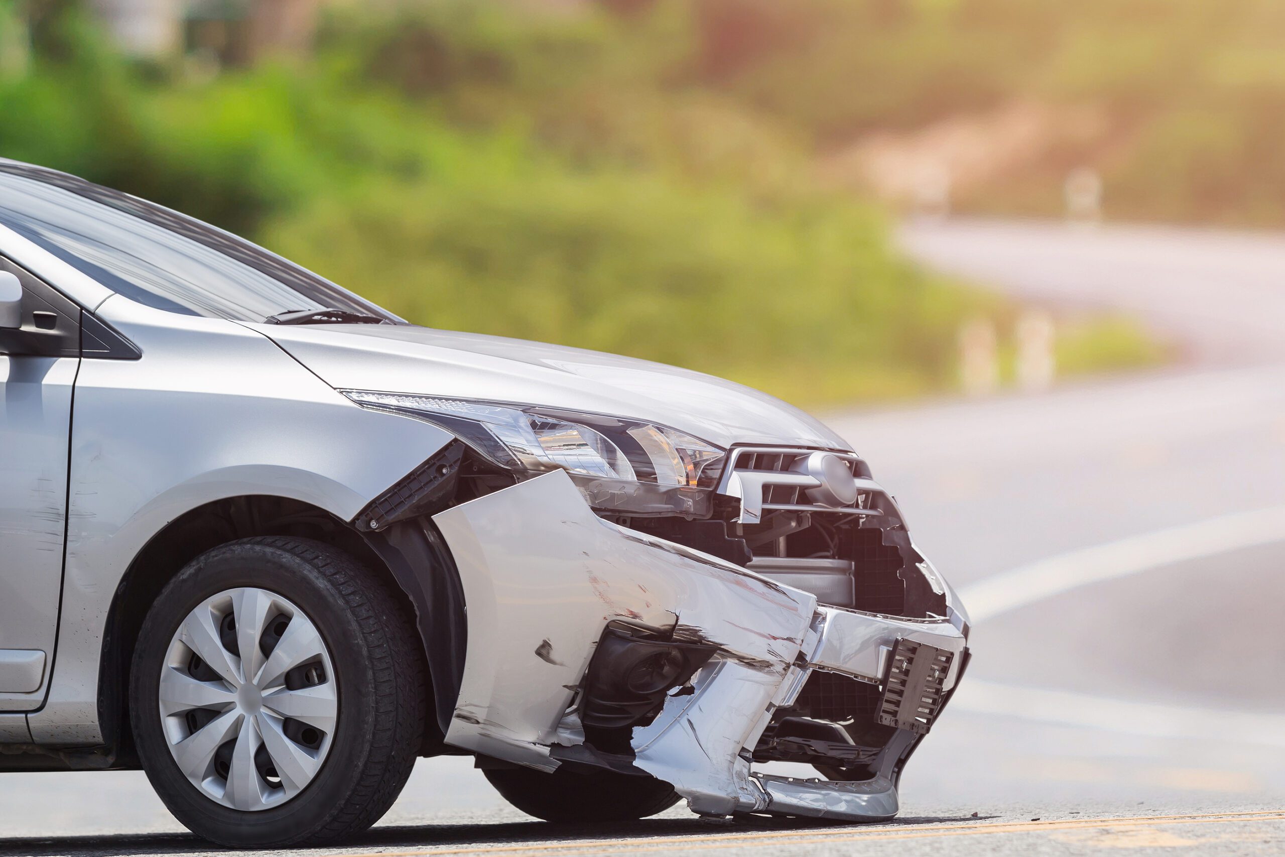 Car damaged after accident in Grand Rapids,, Ohio